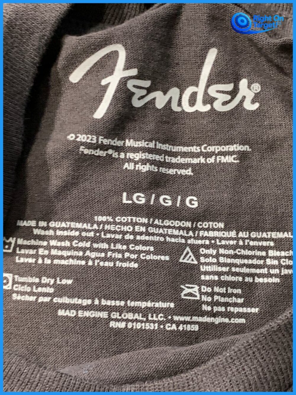 Large - Womens Fender Guitar Short Sleeve Graphic T-Shirt - Black - Picture 4 of 4